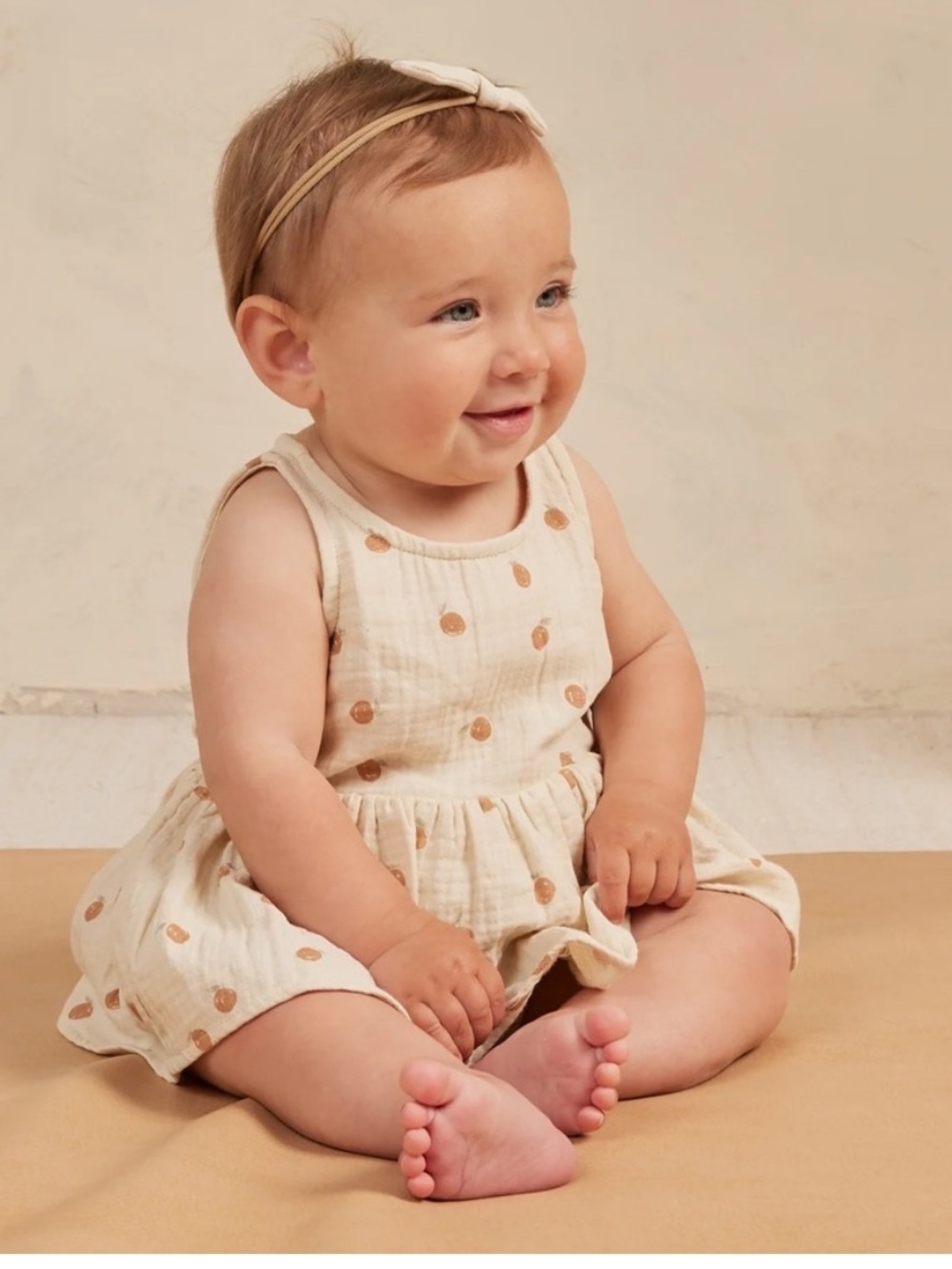 Quincy Mae Oranges Skirted Tank Romper size 3-6M 100% Organic Cotton